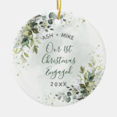 Blauwe eucalyptus foto voor eerste kerstmis keramisch ornament (Voorkant)