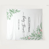 Blauwe Eucalyptus Groene Baby Shower Achtergrond Wandkleed (Voorkant (horizontaal))