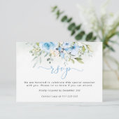 Blauwe eucalyptus Jongen Doop RSVP kaart (Staand voorkant)