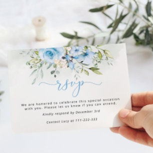 Blauwe eucalyptus Jongen Doop RSVP kaart