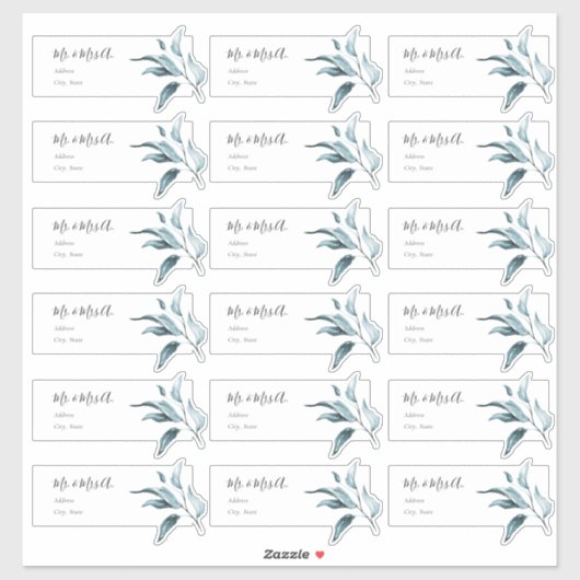 Blauwe Eucalyptus Sprig Gast Adresetiketten Sticker (Vel)