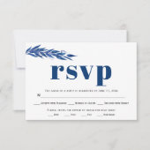 Blauwe eucalyptusbranmaaltijd keuze bruiloft RSVP (Voorkant)