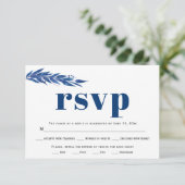 Blauwe eucalyptusbranmaaltijd keuze bruiloft RSVP Kaartje (Staand voorkant)