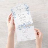 Blauwe eucalyptusbruiloft in één uitnodiging (Afscheurbaar)