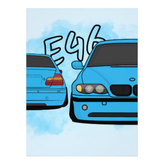 Blauwe Europese Sport Sedan Cartoon Auto Enthousia Foto Afdruk