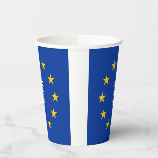 Blauwe Europese vlag - aangepaste papierbekertjes Papieren Bekers (Links)