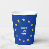 Blauwe Europese vlag - aangepaste papierbekertjes Papieren Bekers (Voorkant)
