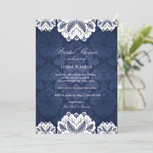 Blauwe exotische bloem | Uitnodiging voor bruidsdo (Staand voorkant)