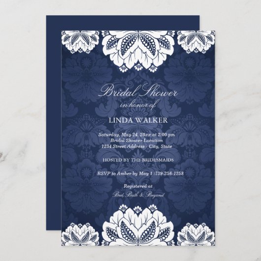 Blauwe exotische bloem | Uitnodiging voor bruidsdo (Voorkant / Achterkant)