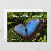 Blauwe exotische vlinder briefkaart (Voorkant / Achterkant)