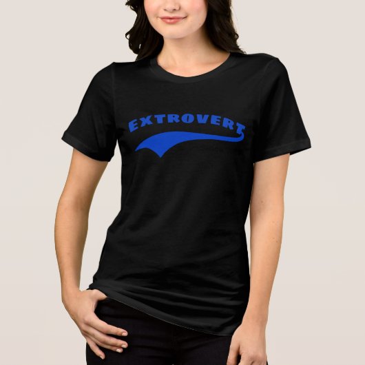 Blauwe Extrovert Typografie Swoosh Aangepaste Datu Tri-Blend Shirt (Voorkant)