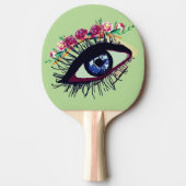 Blauwe Eye Art, Bloemen Ping Pong Paddle Tafeltennisbatje (Voorkant)