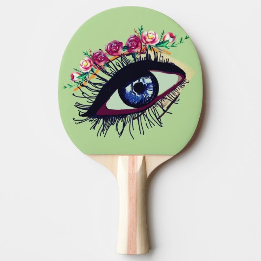 Blauwe Eye Art, Bloemen Ping Pong Paddle Tafeltennisbatje (Voorkant)