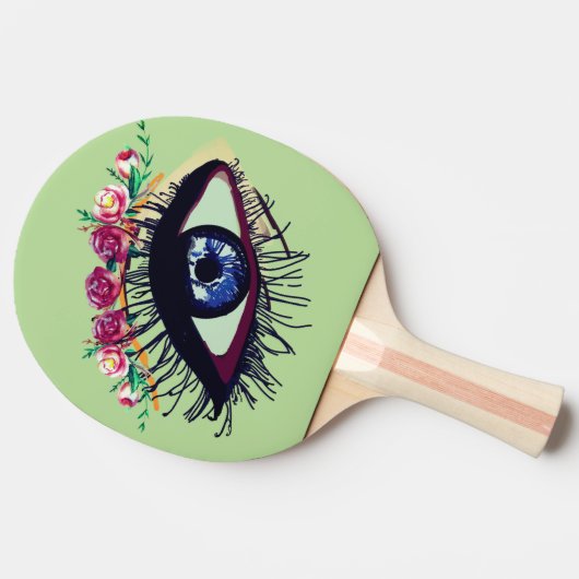 Blauwe Eye Art, Bloemen Ping Pong Paddle Tafeltennisbatje (Zijkant)