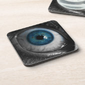 Blauwe eyeball bier onderzetter (Linkerzijde)