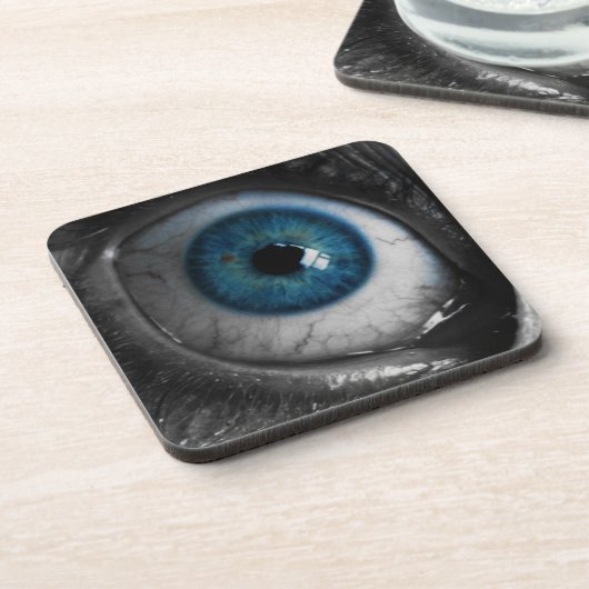 Blauwe eyeball bier onderzetter (Linkerzijde)