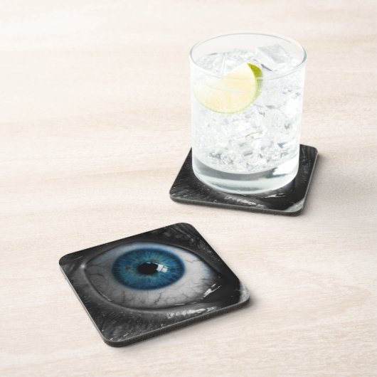 Blauwe eyeball bier onderzetter (Rechterzijde)