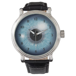 Blauwe eyeball horloge