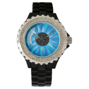Blauwe eyeball horloge