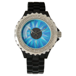 Blauwe eyeball horloge