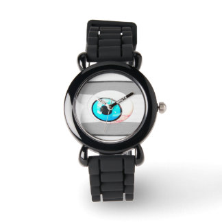 Blauwe eyeball horloge