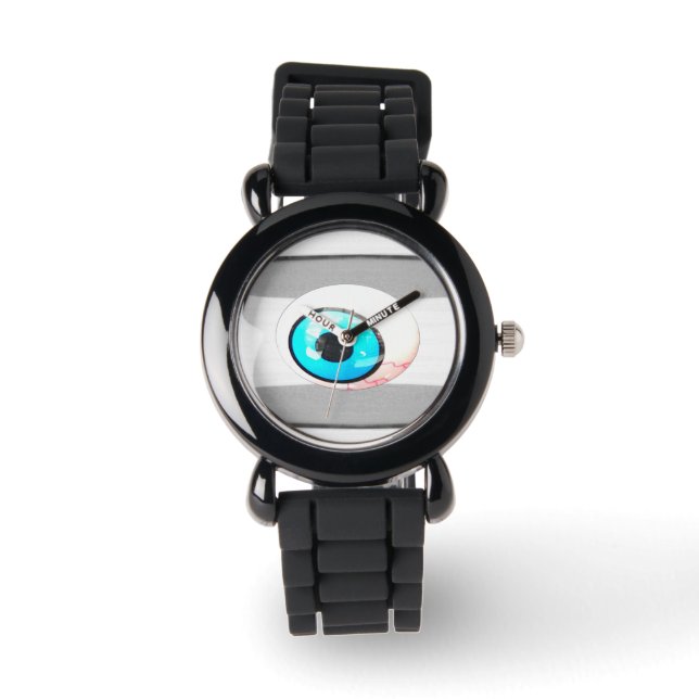 Blauwe eyeball horloge (Voorkant)