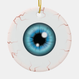 Blauwe Eyeball met Douanenaam Gelukkig Halloween-O Keramisch Ornament