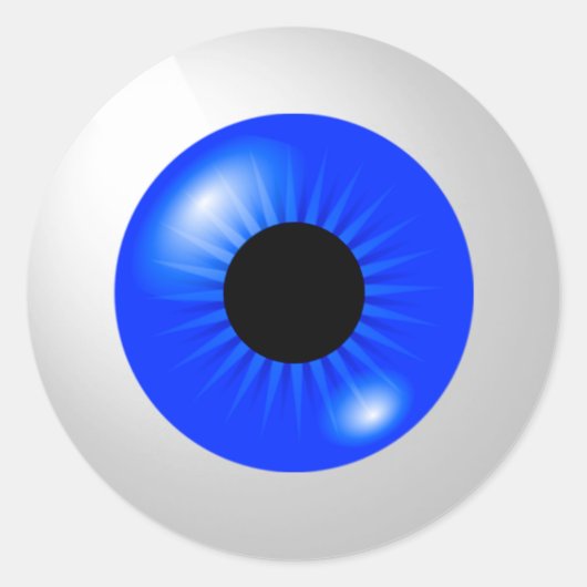Blauwe eyeball ronde sticker (Voorkant)