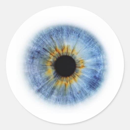 Blauwe eyeball ronde sticker (Voorkant)