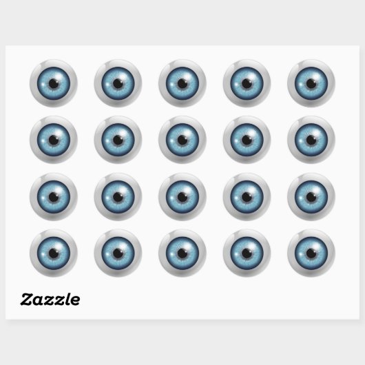 Blauwe eyeball ronde sticker (Vel)
