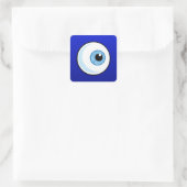 Blauwe eyeball vierkante sticker (Tas)