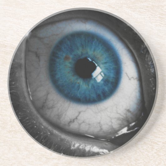 Blauwe eyeball zandsteen onderzetter (Voorkant)