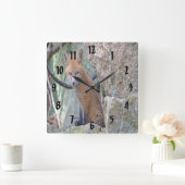 Blauwe eyed Baby Fox Vierkante Klok (Huis)