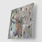 Blauwe eyed Baby Fox Vierkante Klok (Hoek)