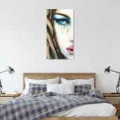 Blauwe Eyed Godin met Gouden Tranen Canvas Afdruk (Insitu (Slaapkamer))
