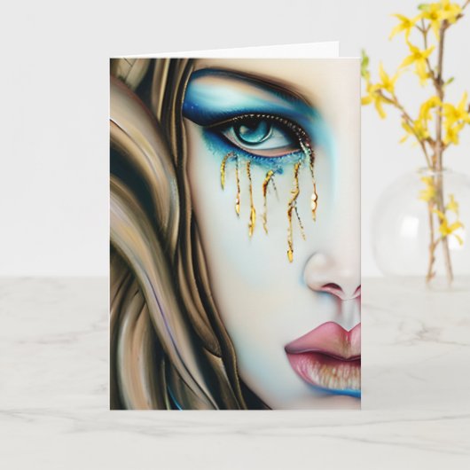 Blauwe Eyed Godin met Gouden Tranen Kaart (Gele Bloem)