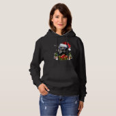 Blauwe Eyed Hond Zwart Pitbull Kerstmis Kerstman H Hoodie (Voorkant volledig)