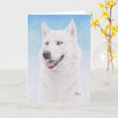 Blauwe Eyed Witte Siberische Schor Kaart (Gele Bloem)