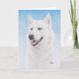 Blauwe Eyed Witte Siberische Schor Kaart