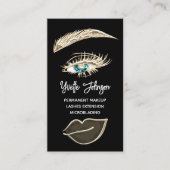 Blauwe Eyelash Brows Makeup Logo QR Code Gold Blac Visitekaartje (Voorkant)
