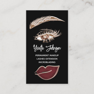 Blauwe Eyelash Brows Makeup Logo QRCode Gold Red L Visitekaartje