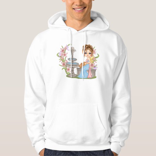  blauwe Faery Pixel Art Hoodie (Voorkant)