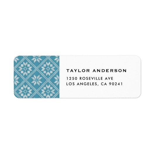 Blauwe Fair Isle Trui gebreid patroon Kerstmis Etiket (Voorkant)