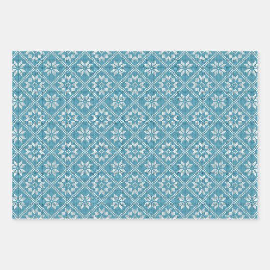 Blauwe Fair Isle Trui gebreid patroon Kerstmis Inpakpapier Vel (Voorkant 2)