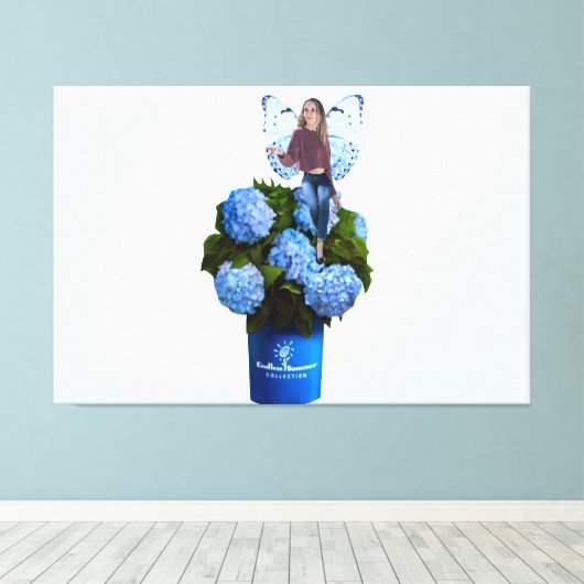 Blauwe Fairy Canvas Print (Insitu (Houten vloer))