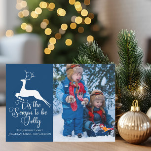 Blauwe familie foto is het seizoen waarin je allee feestdagenkaart