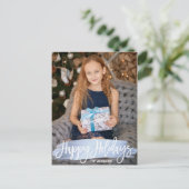 Blauwe Familie | van Kerstmis van de Folie Feestdagenkaart (Staand voorkant)