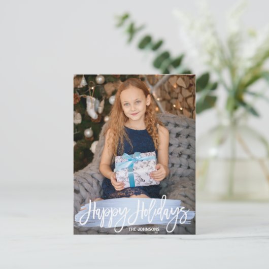 Blauwe Familie | van Kerstmis van de Folie Feestdagenkaart (Staand voorkant)