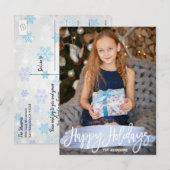 Blauwe Familie | van Kerstmis van de Folie Feestdagenkaart (Voorkant / Achterkant)