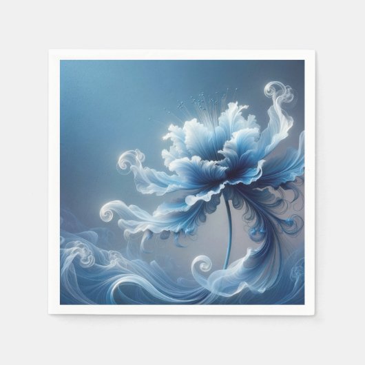 Blauwe Fancy Fantasy Flower Servet (Voorkant)
